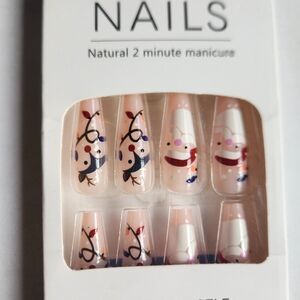Festive Press-On Nails with Santa Design
